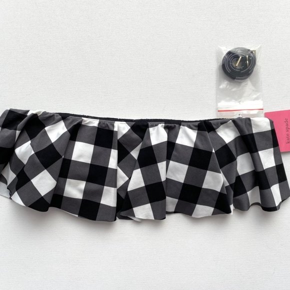 Kate Spade New York Shoreside Plaid Ruffled Bandeau Swimwear - Picture 4 of 9